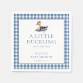 Duck Blue Gingham Baby Shower スタンダードカクテルナプキン (正面)