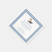 Duck Blue Gingham Baby Shower スタンダードカクテルナプキン (角)