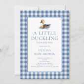 Duck Blue Gingham Baby Shower 招待状 (正面)
