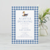 Duck Blue Gingham Baby Shower 招待状 (スタンド正面)
