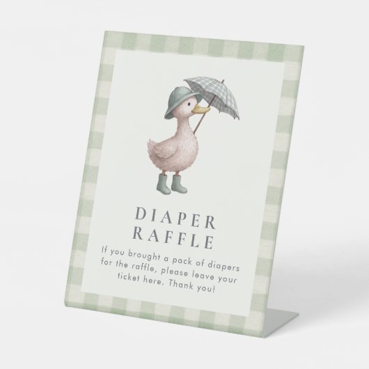 Duck Diaper Raffle Baby Shower Table Top 台座サイン (正面)