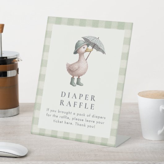 Duck Diaper Raffle Baby Shower Table Top 台座サイン (インサイチュ)