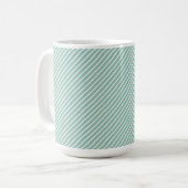 Duck Egg Blue Striped Floral Watercolor Daisy コーヒーマグカップ (正面左)