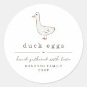 Duck Egg Carton Label Personalize for Farm, Coop ラウンドシール (正面)