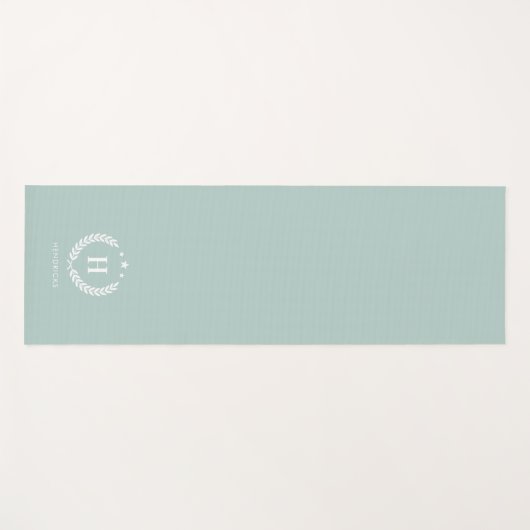 Duck Egg Green Monogram Stylish Modern Minimalist ヨガマット (正面(横))