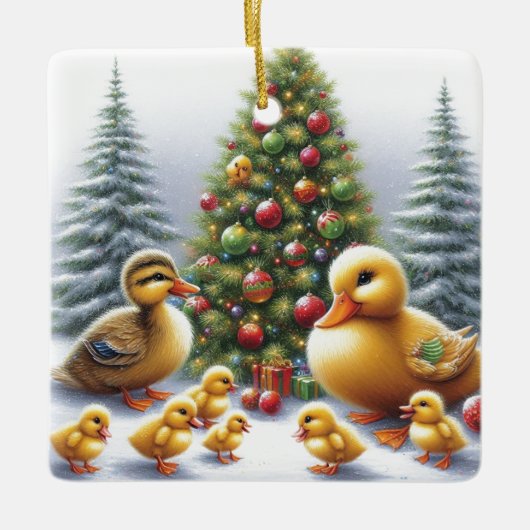 Duck Family Christmas Ornament セラミックオーナメント (正面)