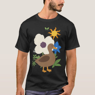 Duck Flowers Kids Bird Design Tシャツ