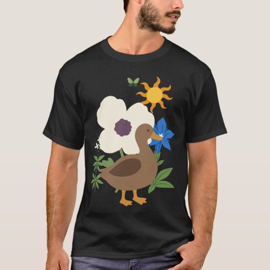 Duck Flowers Kids Bird Design Tシャツ (正面)