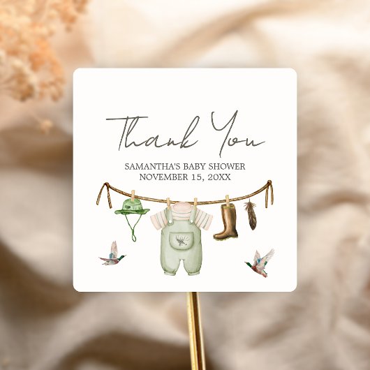 Duck Hunting Baby Shower スクエアシール