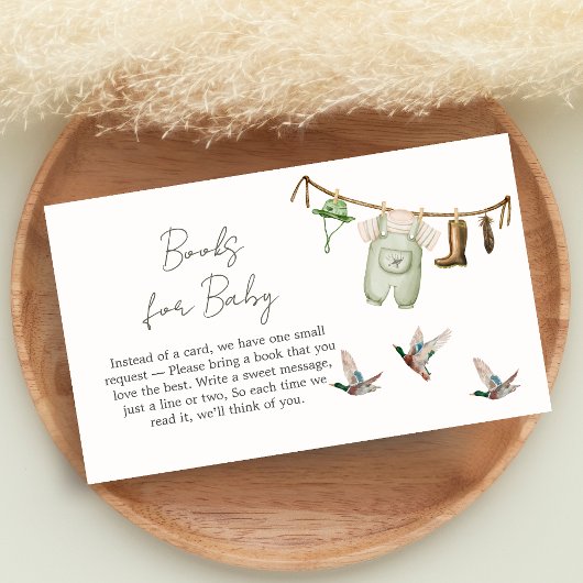 Duck Hunting Baby Shower Books for Baby エンクロージャーカード