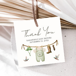 Duck Hunting Baby Shower Square フェイバータグ