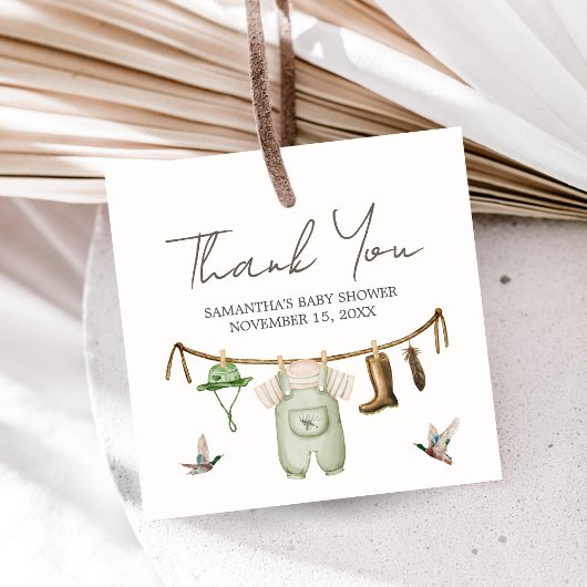 Duck Hunting Baby Shower Square フェイバータグ