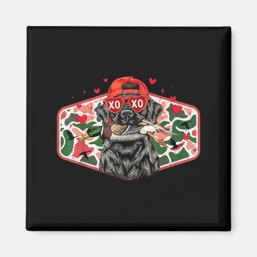 Duck Hunting Black Lab Camo Valentine's Day Xoxo H マグネット (正面)
