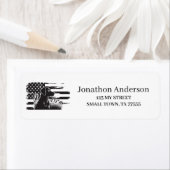Duck Hunting Dog American Flag Address Label ラベル (インサイチュ)
