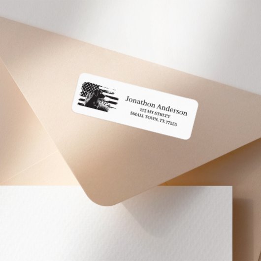 Duck Hunting Dog American Flag Address Label ラベル