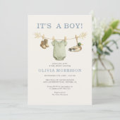Duck Hunting It's a Boy Clothesline Baby Shower 招待状 (スタンド正面)