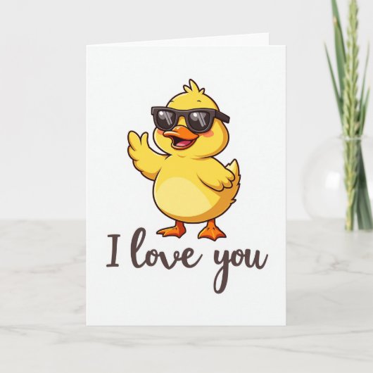Duck In Sunglasses I Love You Card カード (正面)