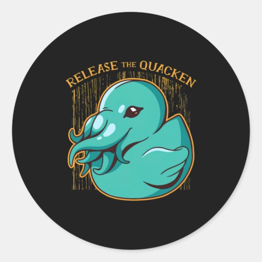 Duck Kraken Release The Quacken Funny Rubber Boxer ラウンドシール (正面)