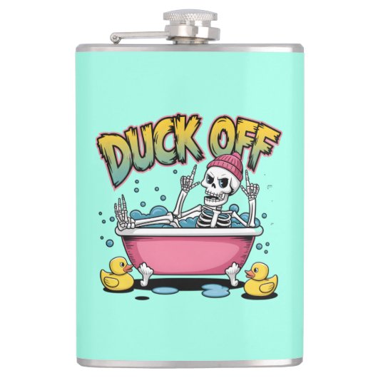 Duck Off 面白いスケルトンデザイン-61161 額入りアート フラスク (正面)