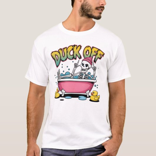 Duck Off Funny Skeleton Design-61161 Tシャツ (正面)