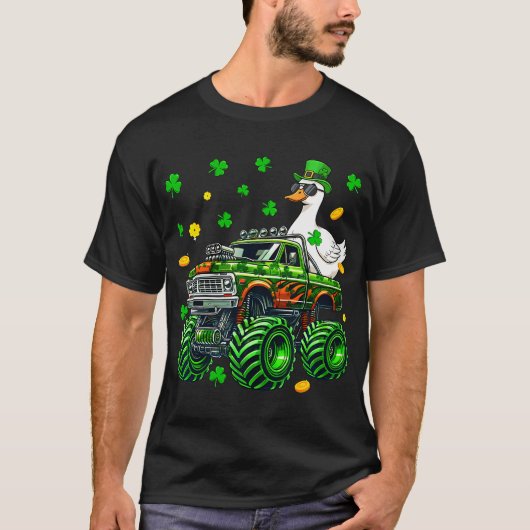 Duck On Monster Truck Farmer St Patrick's Day Sham Tシャツ (正面)
