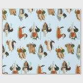 Duck Pattern on Blue Background Wrapping Paper ラッピングペーパー (フラット)