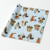 Duck Pattern on Blue Background Wrapping Paper ラッピングペーパー (アンロールド)