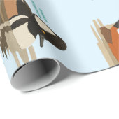 Duck Pattern on Blue Background Wrapping Paper ラッピングペーパー (ロールコーナー)
