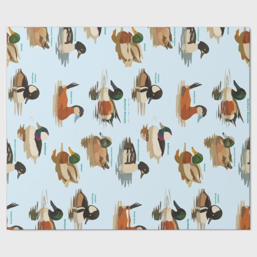 Duck Pattern on Blue Background Wrapping Paper ラッピングペーパー (シーム)