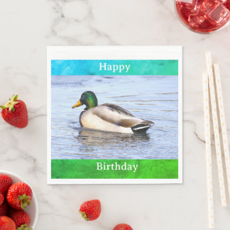 Duck Photo Birthday Napkins スタンダードランチョンナプキン