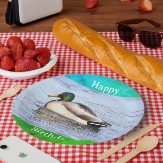 Duck Photo Birthday Paper Plate ペーパープレート