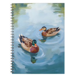 Duck Pond Watercolor Painted ノートブック