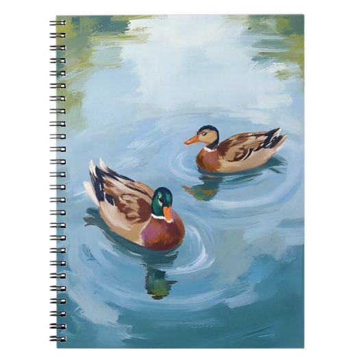 Duck Pond Watercolor Painted ノートブック (正面)