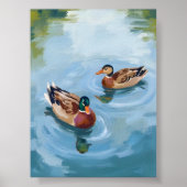 Duck Pond Watercolor Painted ポスター (正面)