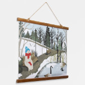Duck Pond - Winter 吊り下げ型タペストリー (傾斜あり)