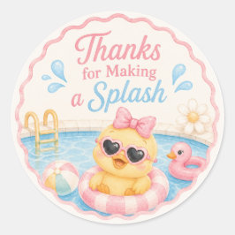 Duck Pool Party Thank You ステッカー | ピンクサマー