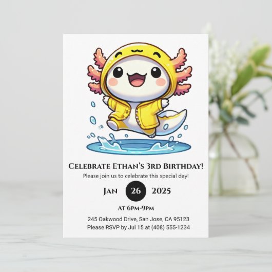 Duck Raincoat Axolotl Birthday 招待状 (スタンド正面)
