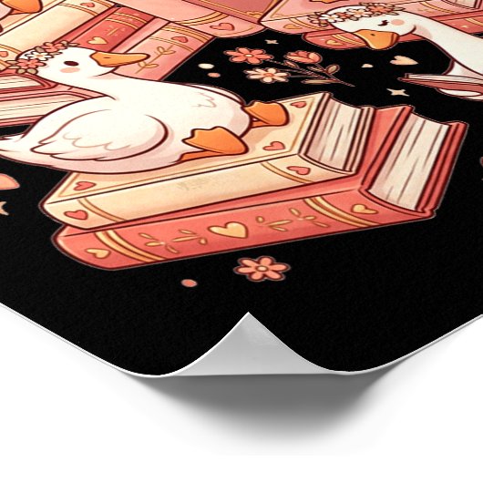 Duck Reading Books Librarian Valentine Teacher Val ポスター (角)