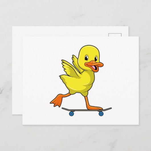 Duck Skater mit Skateboard ポストカード (正面/裏面)