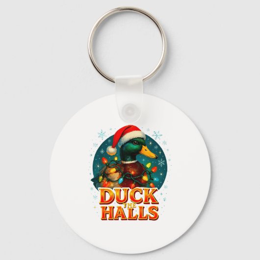 Duck The Halls Funny Christmas Lights Hunting Seas キーホルダー (正面)