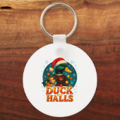 Duck The Halls Funny Christmas Lights Hunting Seas キーホルダー (正面)