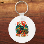 Duck The Halls Funny Christmas Lights Hunting Seas キーホルダー (正面)