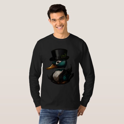 Duck Wearing Fancy Top Hat  1 Tシャツ (正面フル)