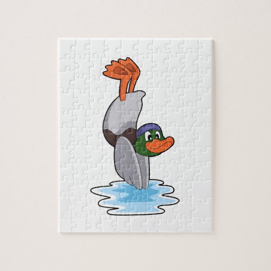 Duck with Handstand in Water.PNG ジグソーパズル (縦)