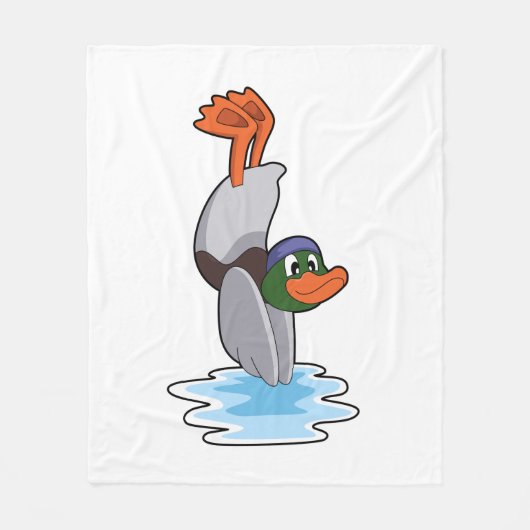 Duck with Handstand in Water.PNG フリースブランケット (正面)