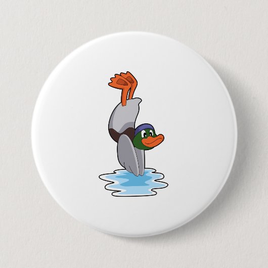 Duck with Handstand in Water.PNG 缶バッジ (正面)