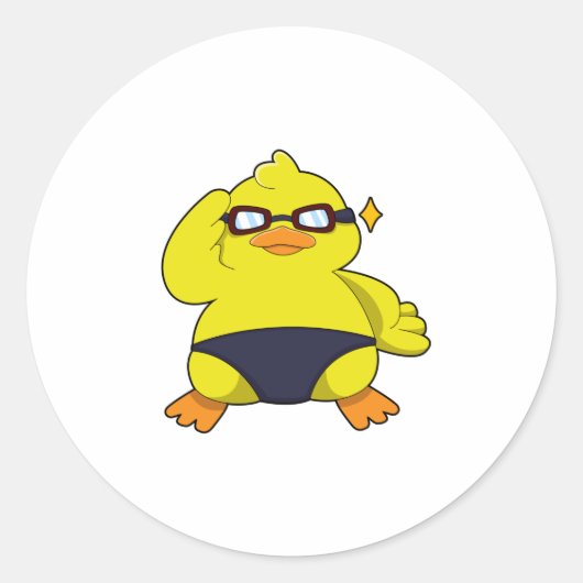 Duck with Sunglasses ラウンドシール (正面)