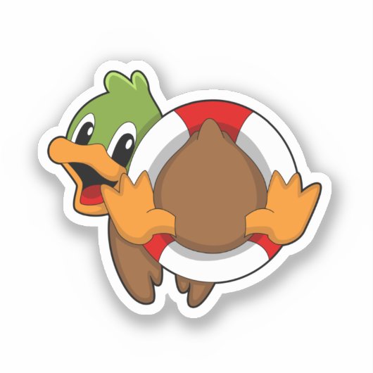 Duck with Swim ring シール (正面)