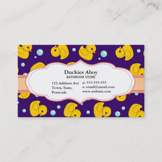 Duckieのゴム製浴室のテーマの名刺 名刺 (正面)