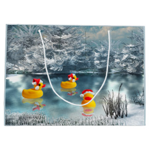 Duckieの黄色いゴム製クリスマス ラージペーパーバッグ